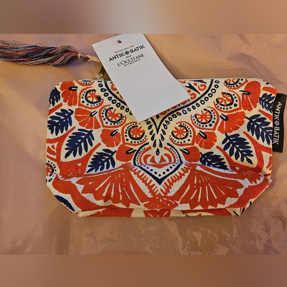 L'OCCITANE Vibrant Orange and Blue Cosmetic Bag